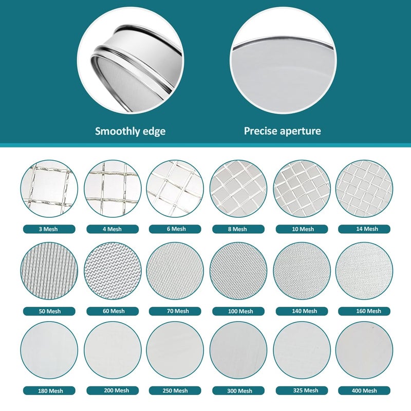 LVDALAB 304 Stainless Steel Mesh Lab Sieve, 600 Mesh(0.025mm) Aperture Test Sieve, 7.9Inch(20cm) Diameter Economy Standard Analysis Sample Test Sieves for Industrial Laboratory Homes - Image 3